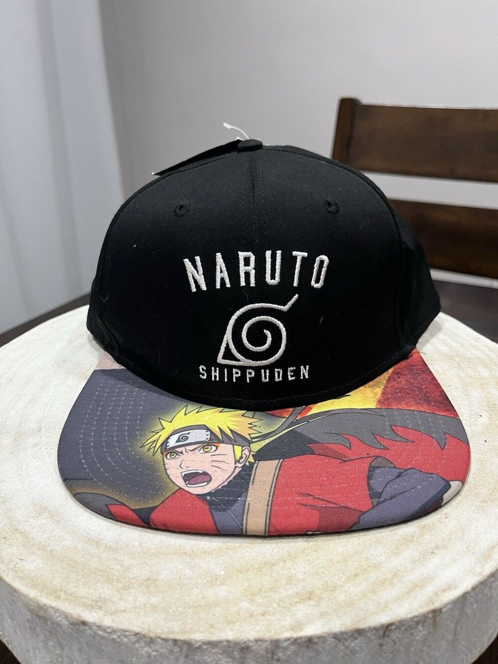 Naruto Shippuden Anime Snapback Hat Cap Bioworld Black Graphic Bill One Size NEW